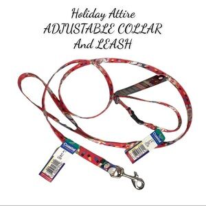NWT Holiday Attire Dog Collar & Leash Set